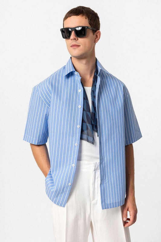 Antioch Oversized Short-Sleeve Striped Men's Shirt