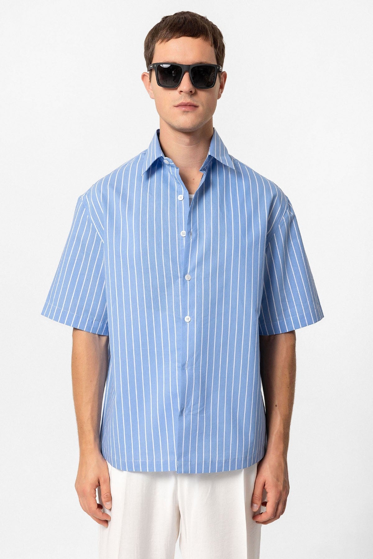 Antioch Oversized Short-Sleeve Striped Men's Shirt