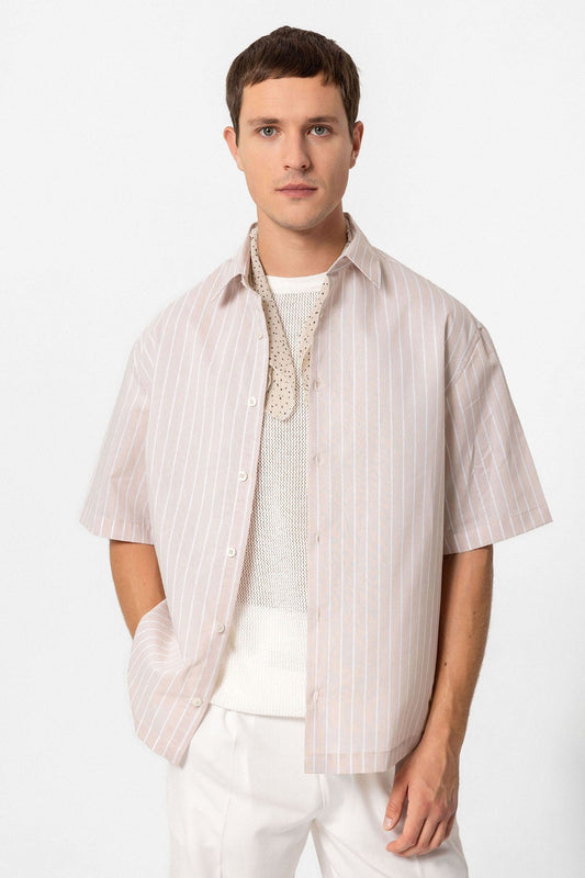 Antioch Oversized Short-Sleeve Striped Men's Shirt
