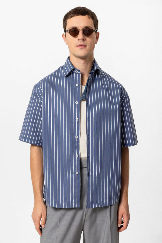 Antioch Oversized Short-Sleeve Striped Men's Shirt