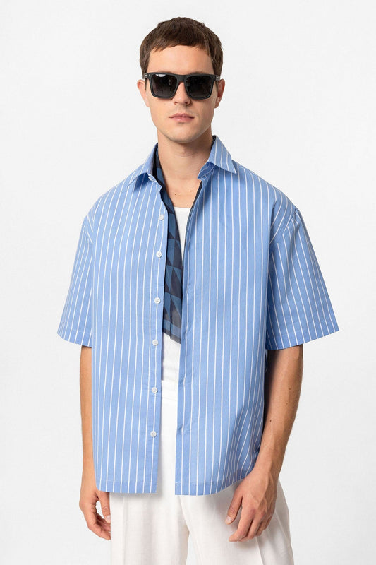 Antioch Oversized Short-Sleeve Striped Men's Shirt