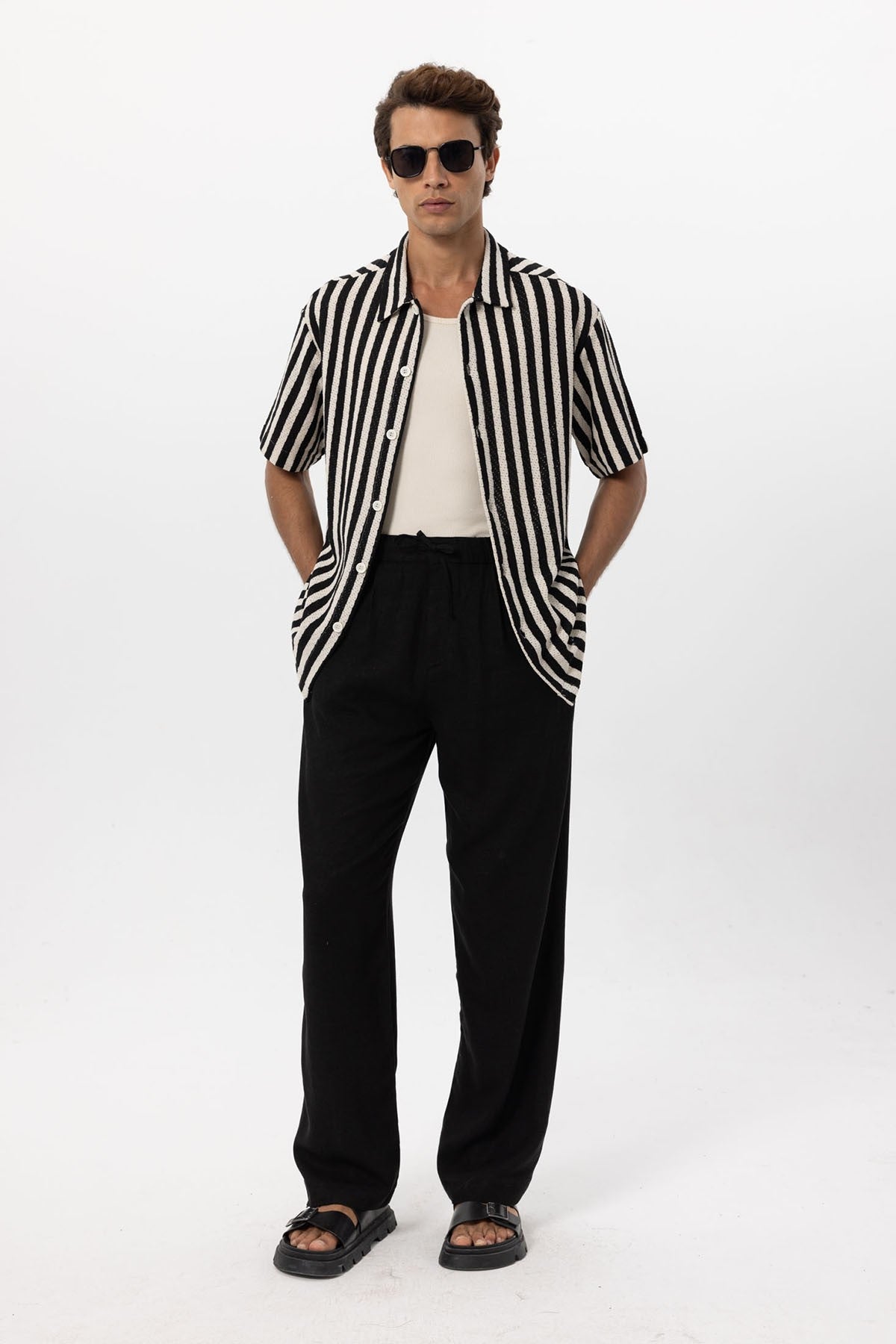 Antioch Oversized Openwork Striped Men's Shirt