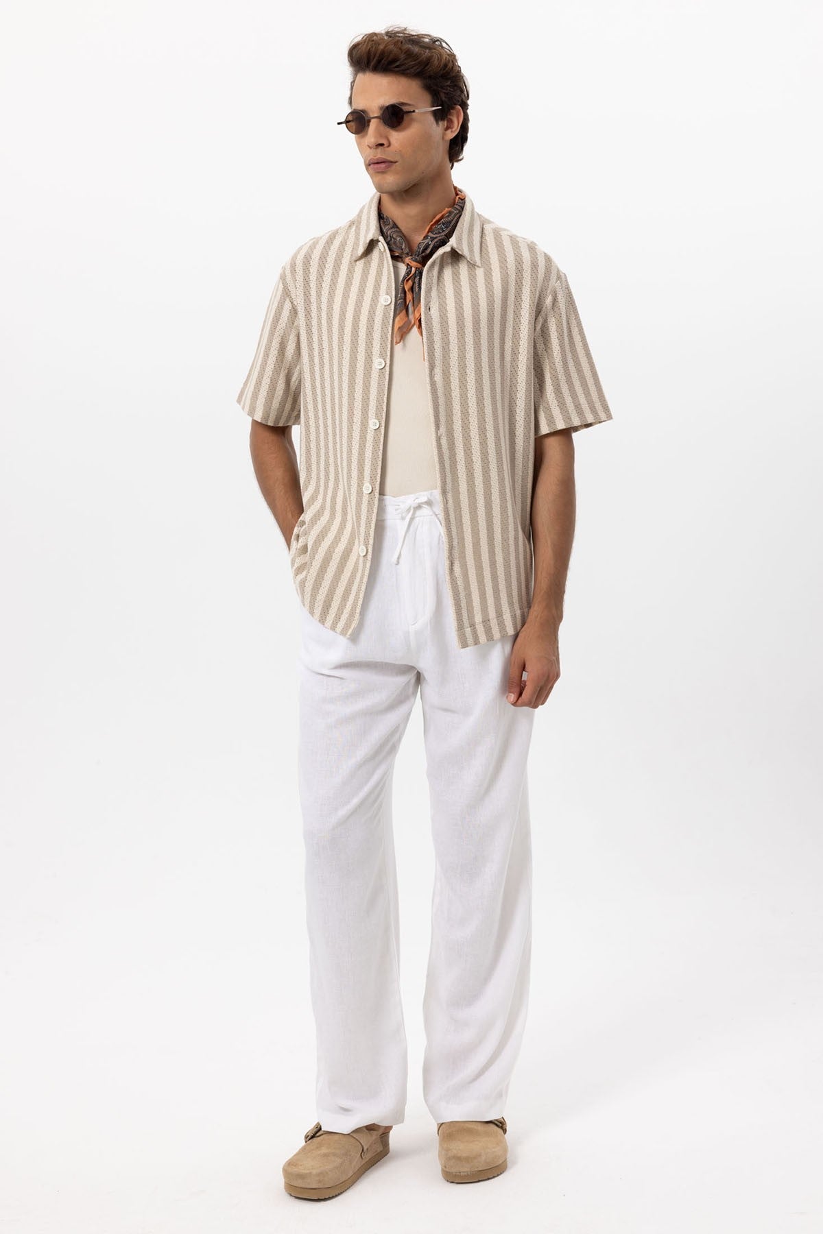 Antioch Oversized Openwork Striped Men's Shirt
