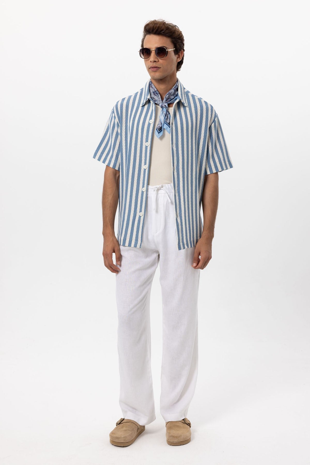 Antioch Oversized Openwork Striped Men's Shirt