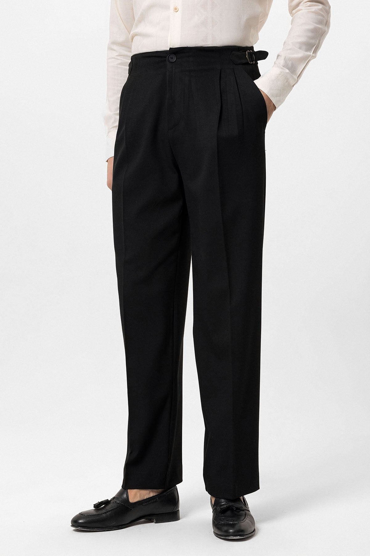 Antioch High-Waisted Men's Pants with Buckle Detail and Relaxed Fit