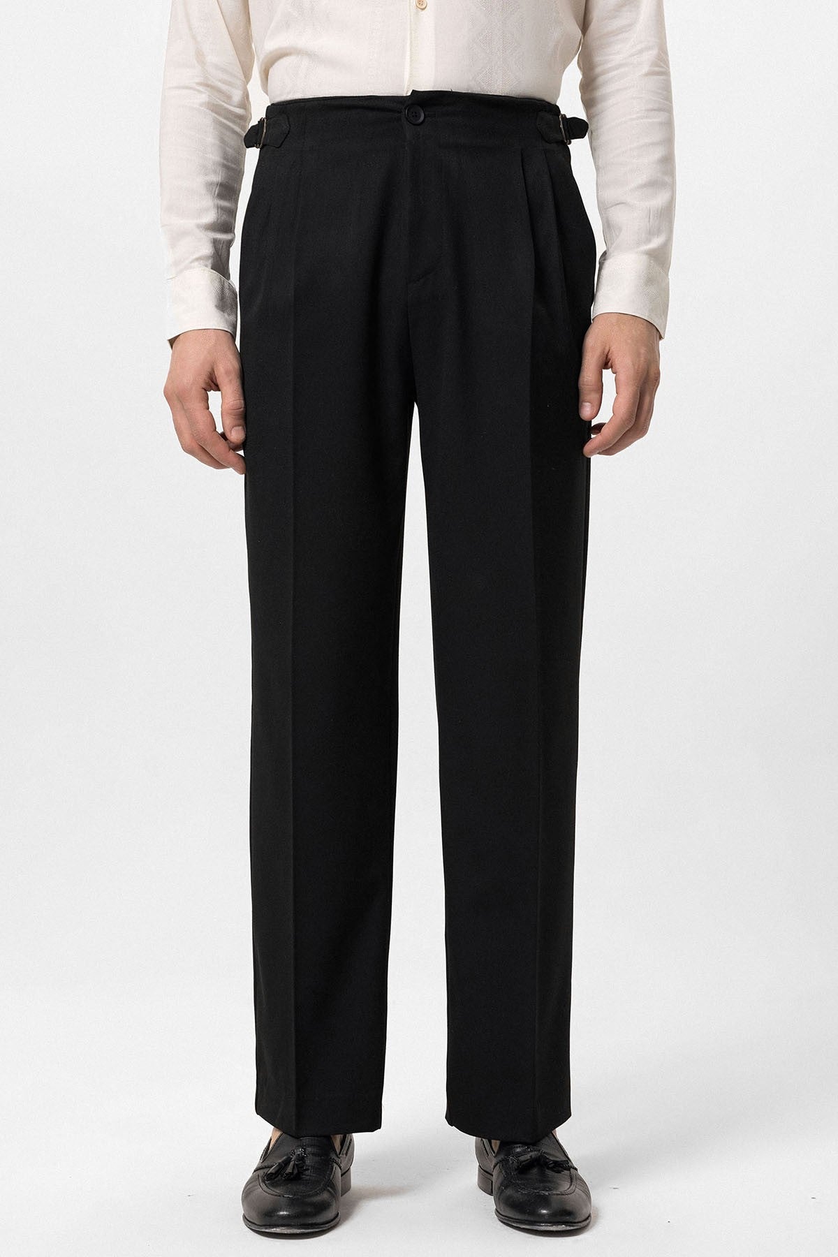Antioch High-Waisted Men's Pants with Buckle Detail and Relaxed Fit