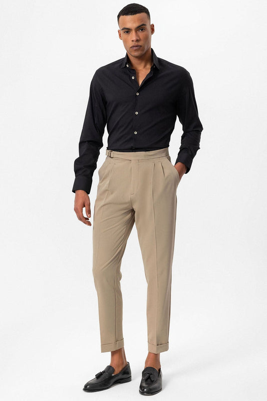 Antioch High-Waisted Buckle-Closure Pleated Men's Pants