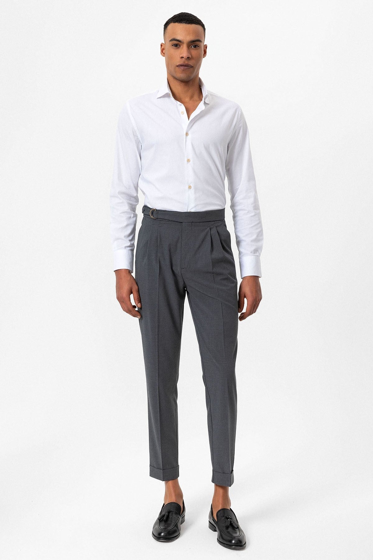 Antioch High-Waisted Buckle-Closure Pleated Men's Pants