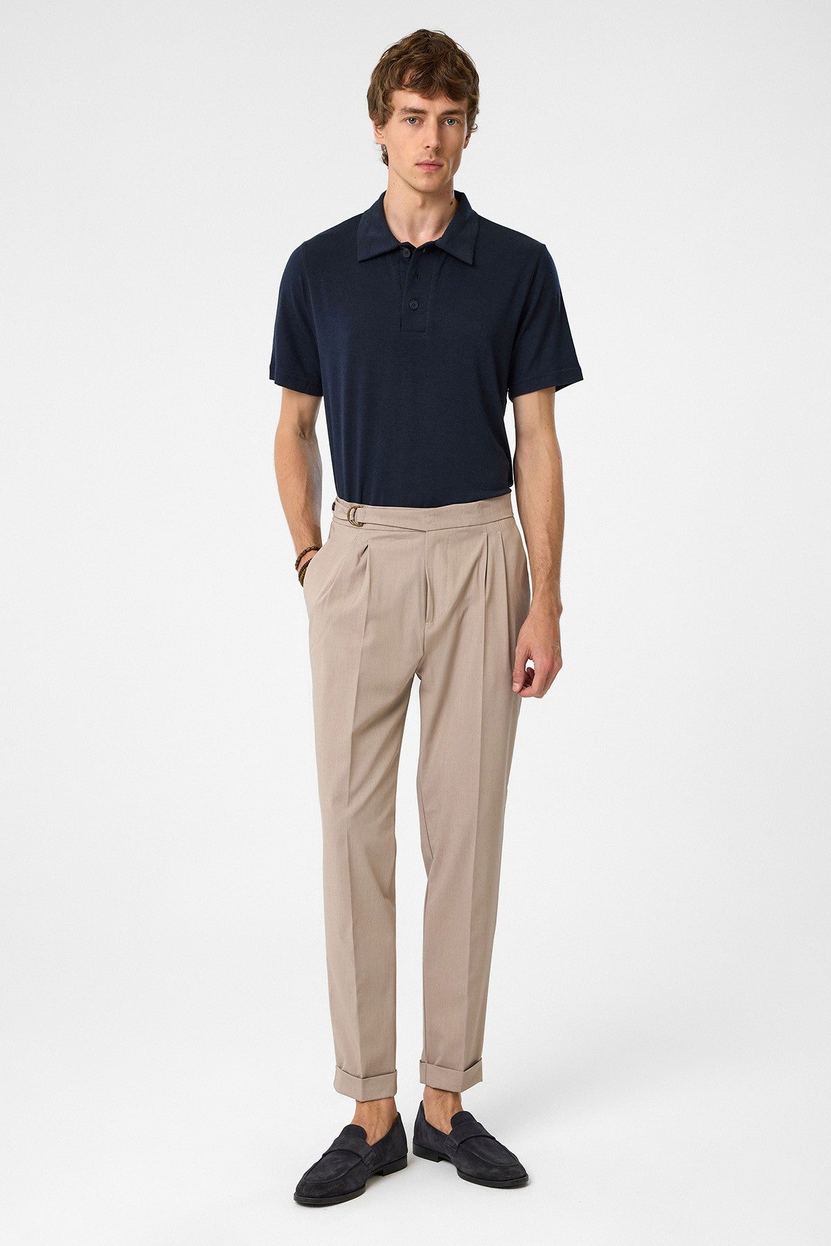 Antioch High-Waisted Buckle-Closure Pleated Men's Pants
