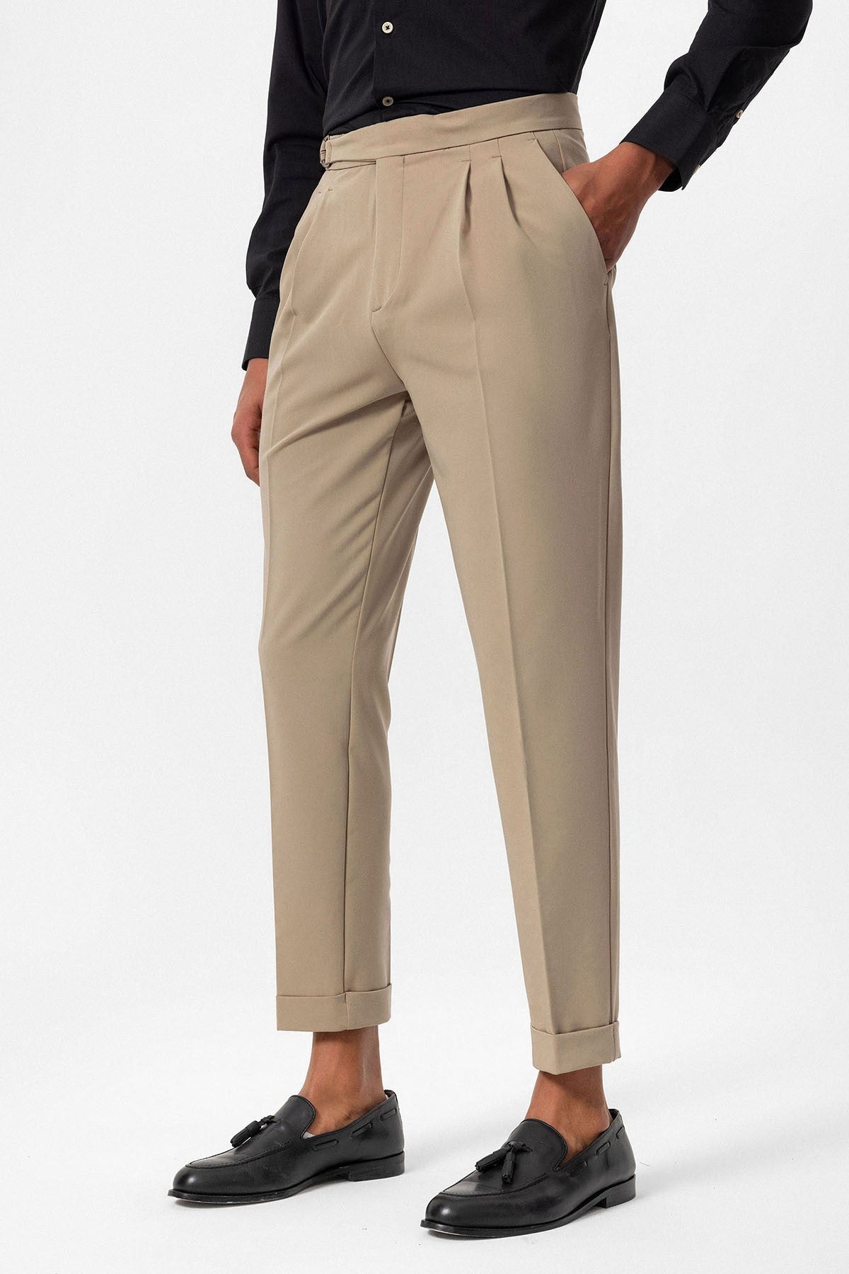 Antioch High-Waisted Buckle-Closure Pleated Men's Pants