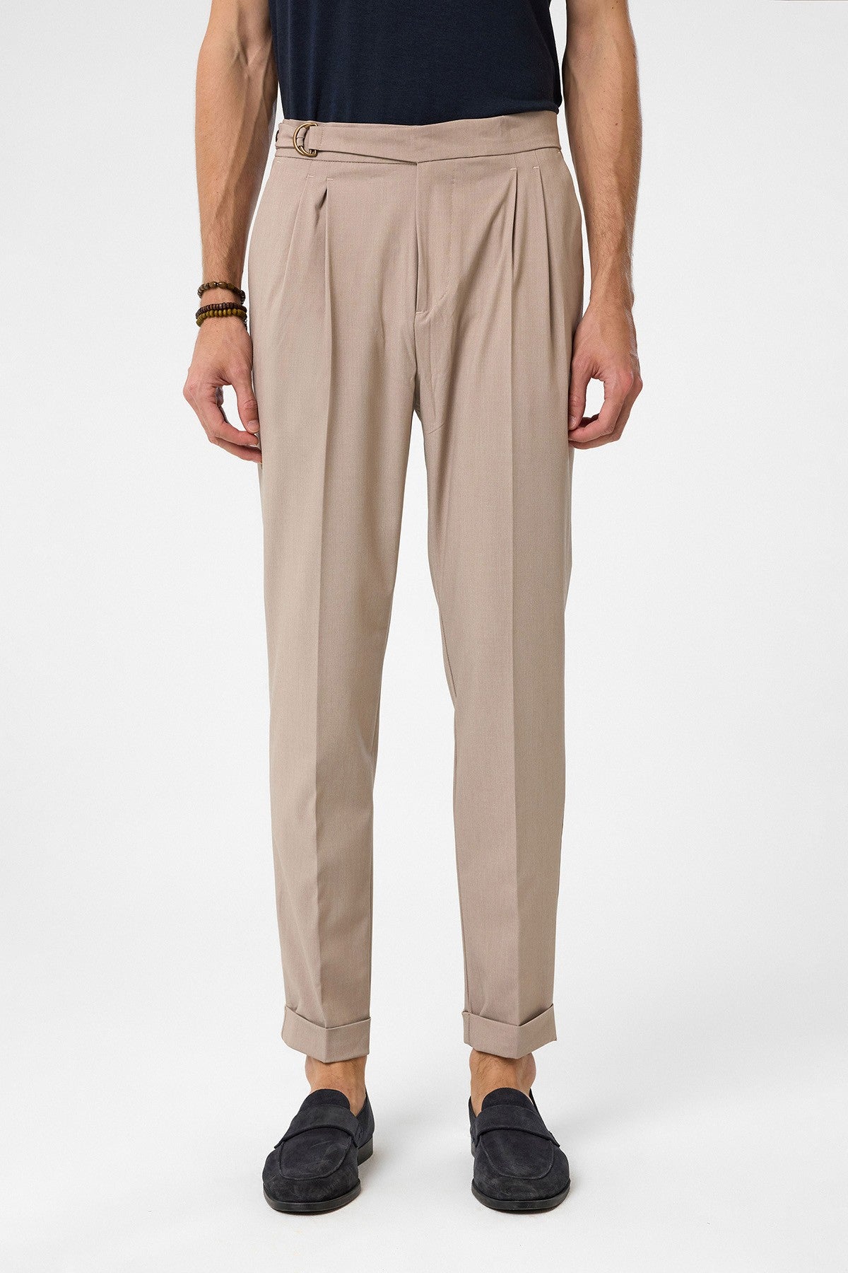 Antioch High-Waisted Buckle-Closure Pleated Men's Pants