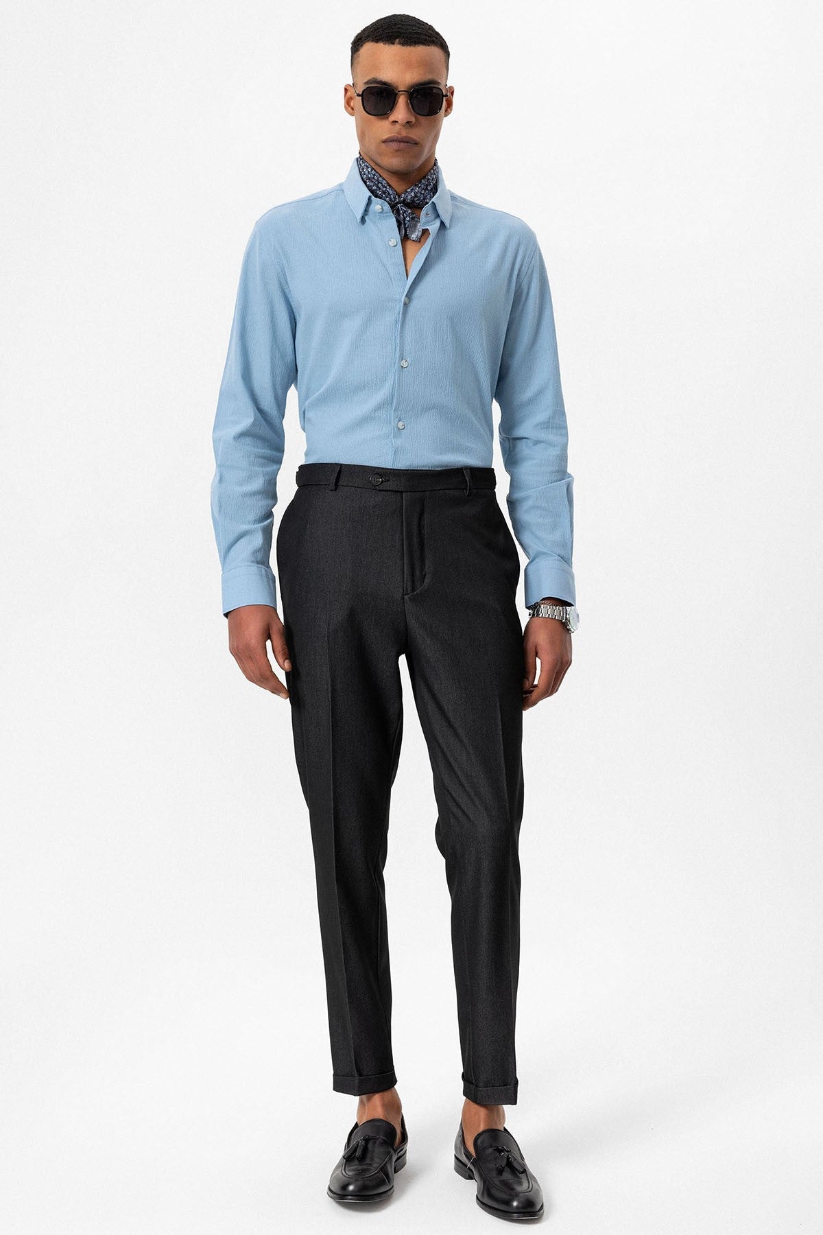 Slim-Fit Men's Pants with Double-Wide Legs