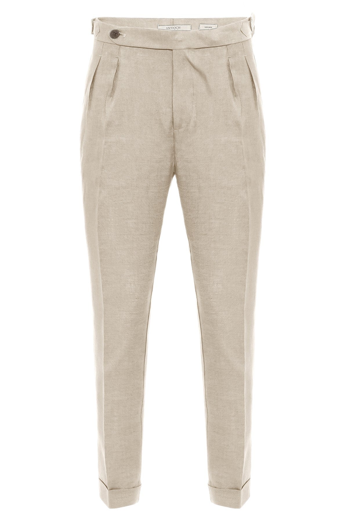 100% Linen High-Waisted Pleated Men's Pants