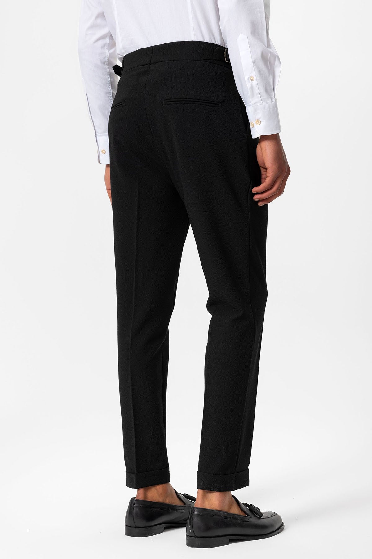 High-Waisted Pleated Textured Men's Pants
