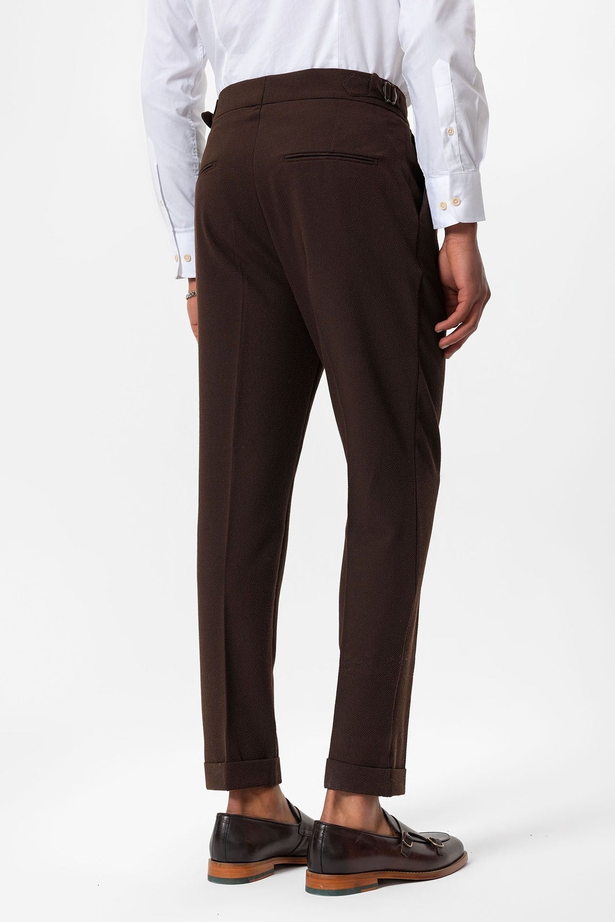 High-Waisted Pleated Textured Men's Pants