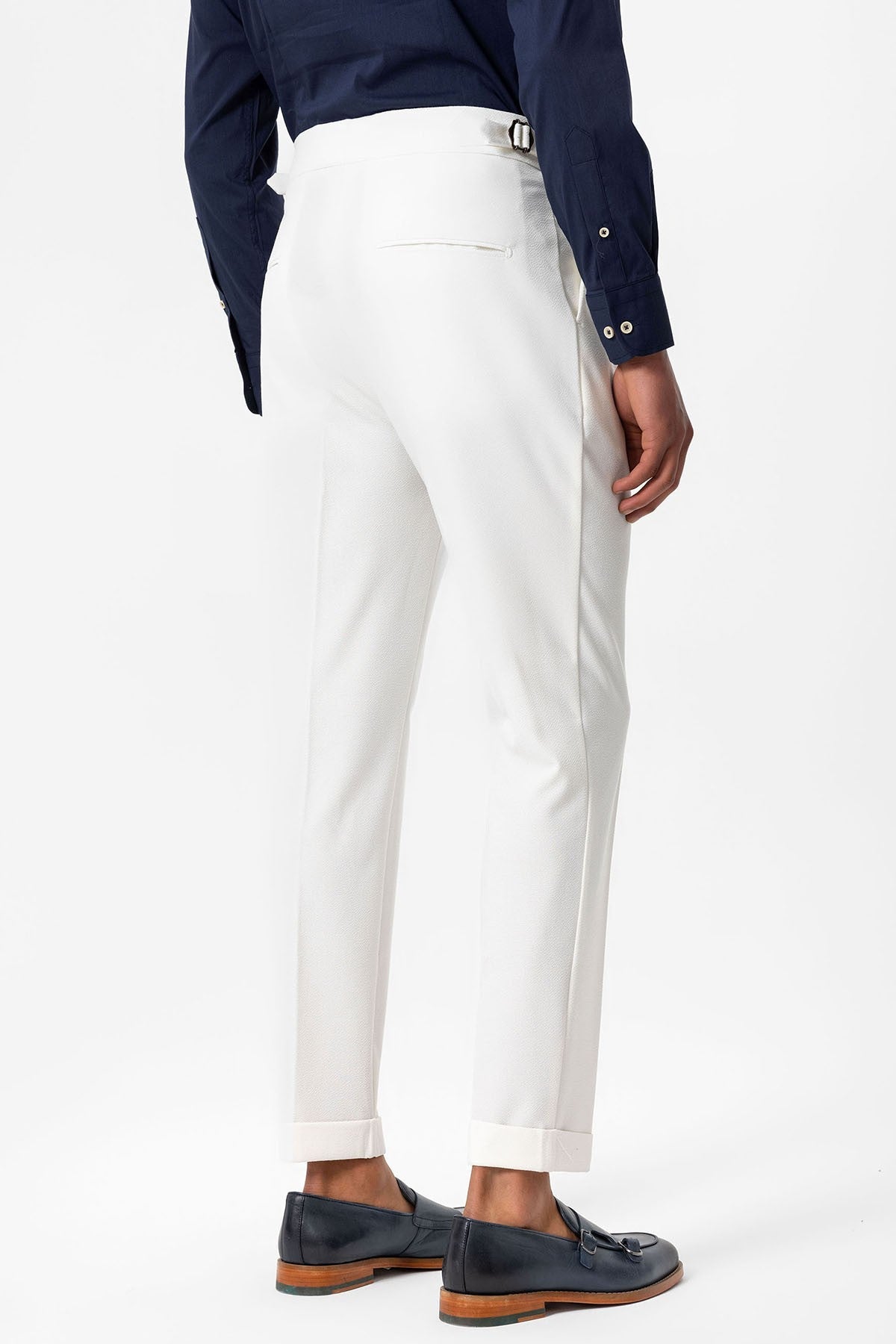 High-Waisted Pleated Textured Men's Pants
