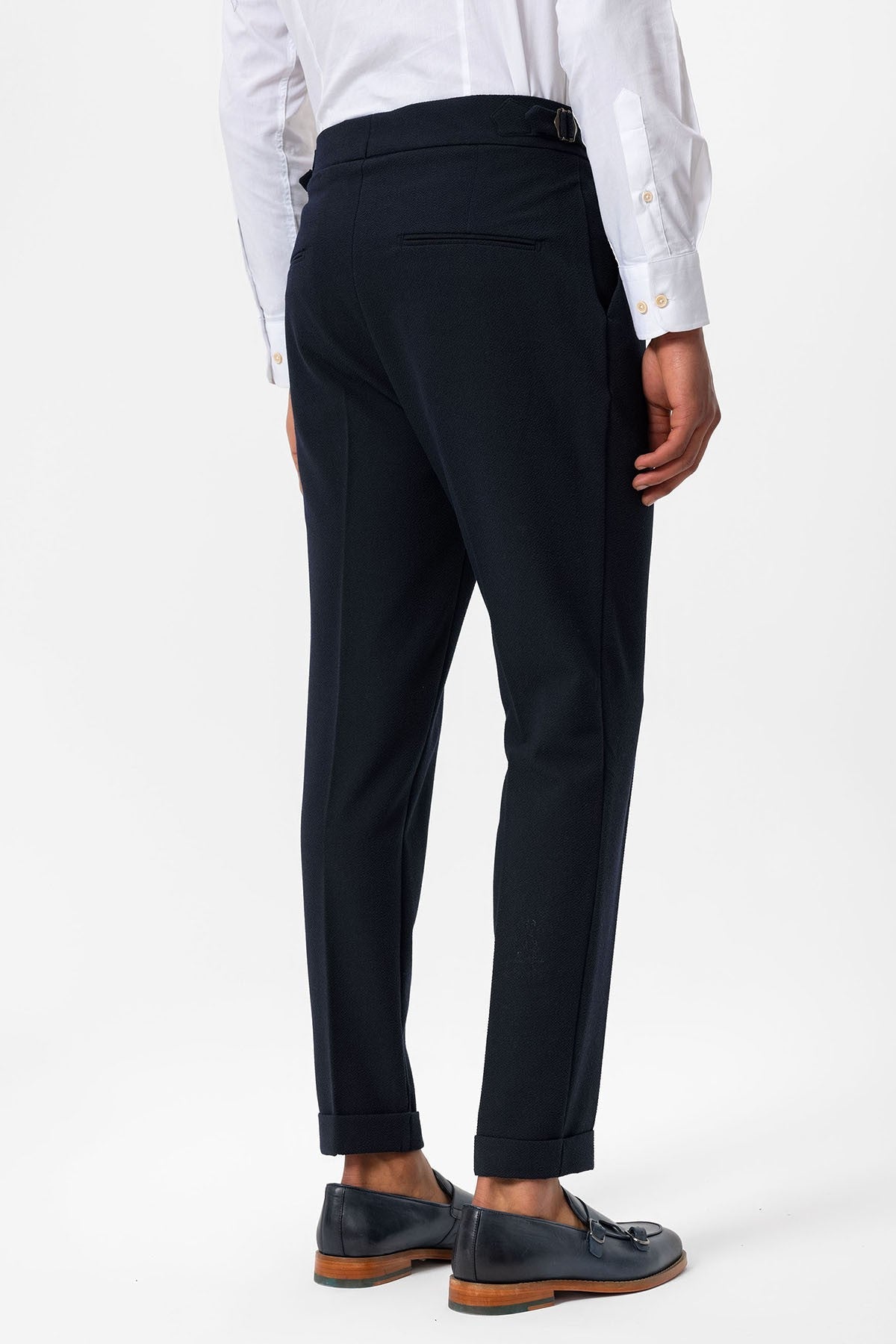 High-Waisted Pleated Textured Men's Pants