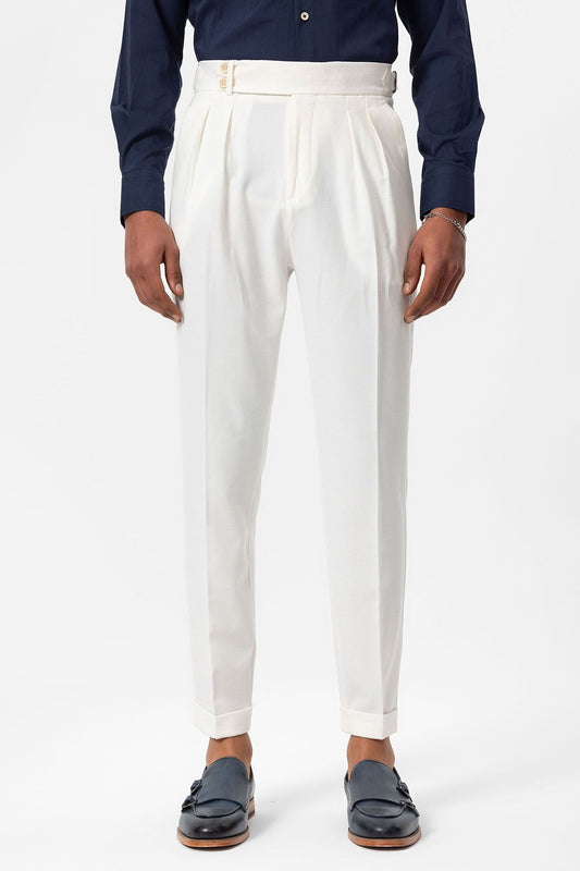 High-Waisted Pleated Textured Men's Pants