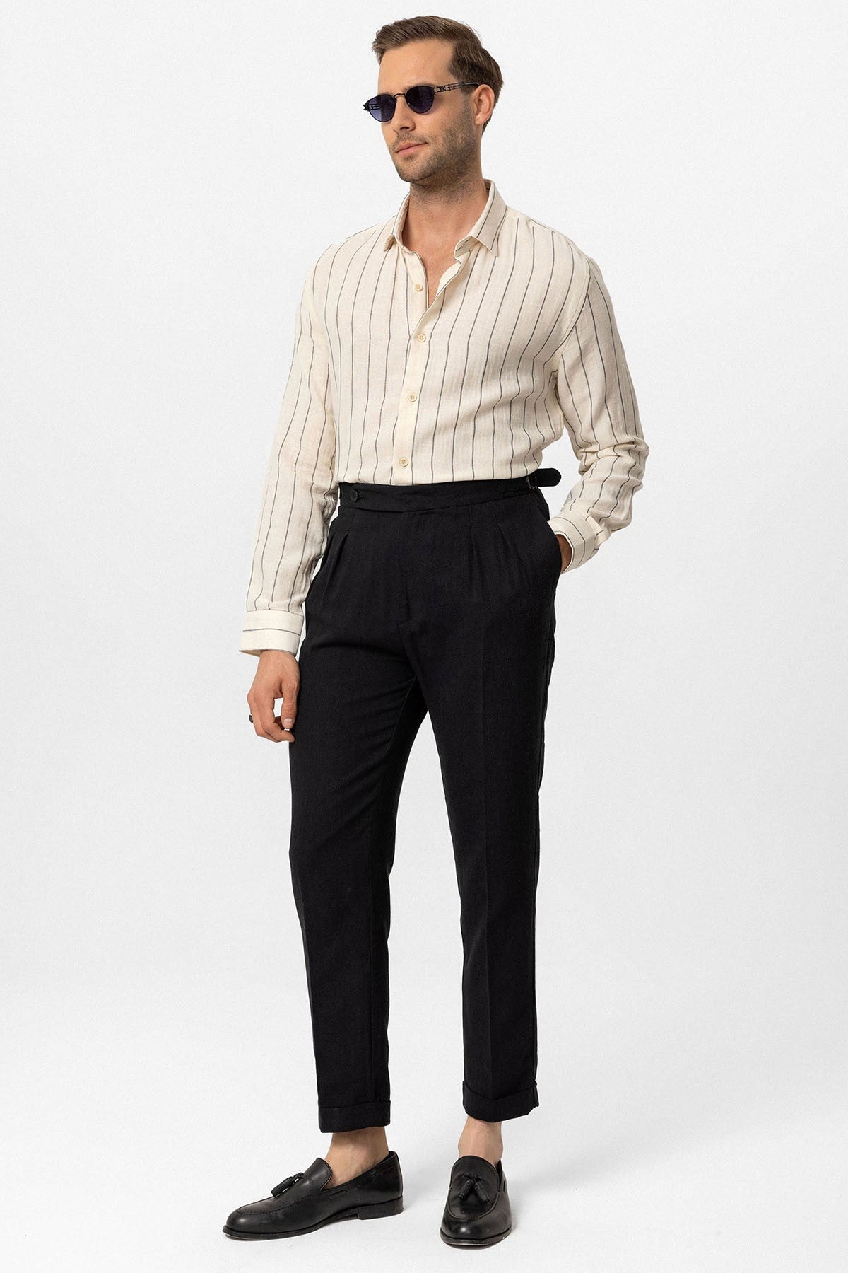 Antioch High-Waisted Linen-Blend Double-Cuff Men's Pants