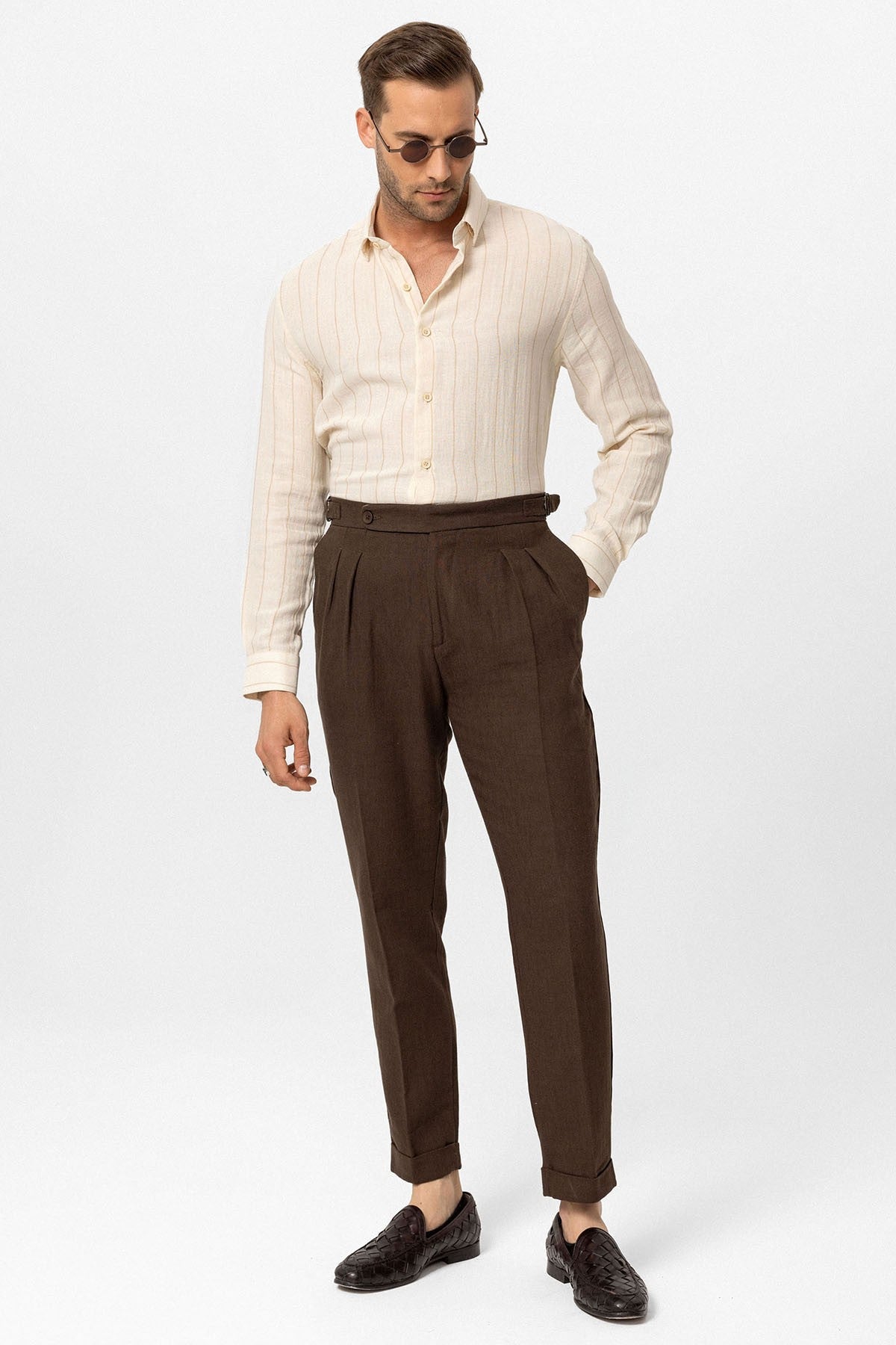 Antioch High-Waisted Linen-Blend Double-Cuff Men's Pants