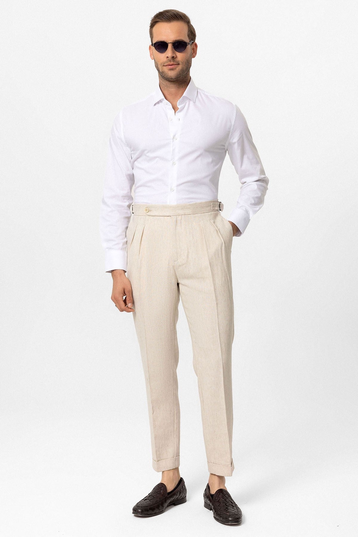 Antioch High-Waisted Linen-Blend Double-Cuff Men's Pants