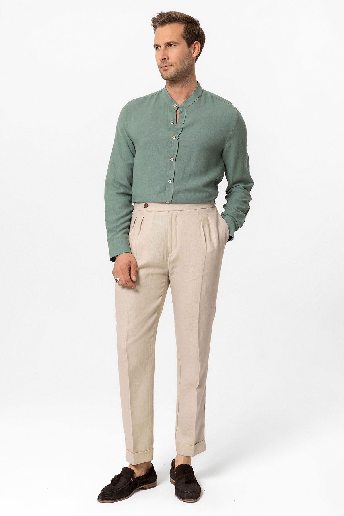 Antioch High-Waisted 100% Linen Pleated Men's Pants