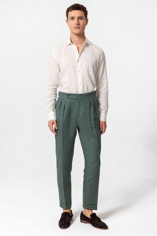Antioch High-Waisted 100% Linen Pleated Men's Pants