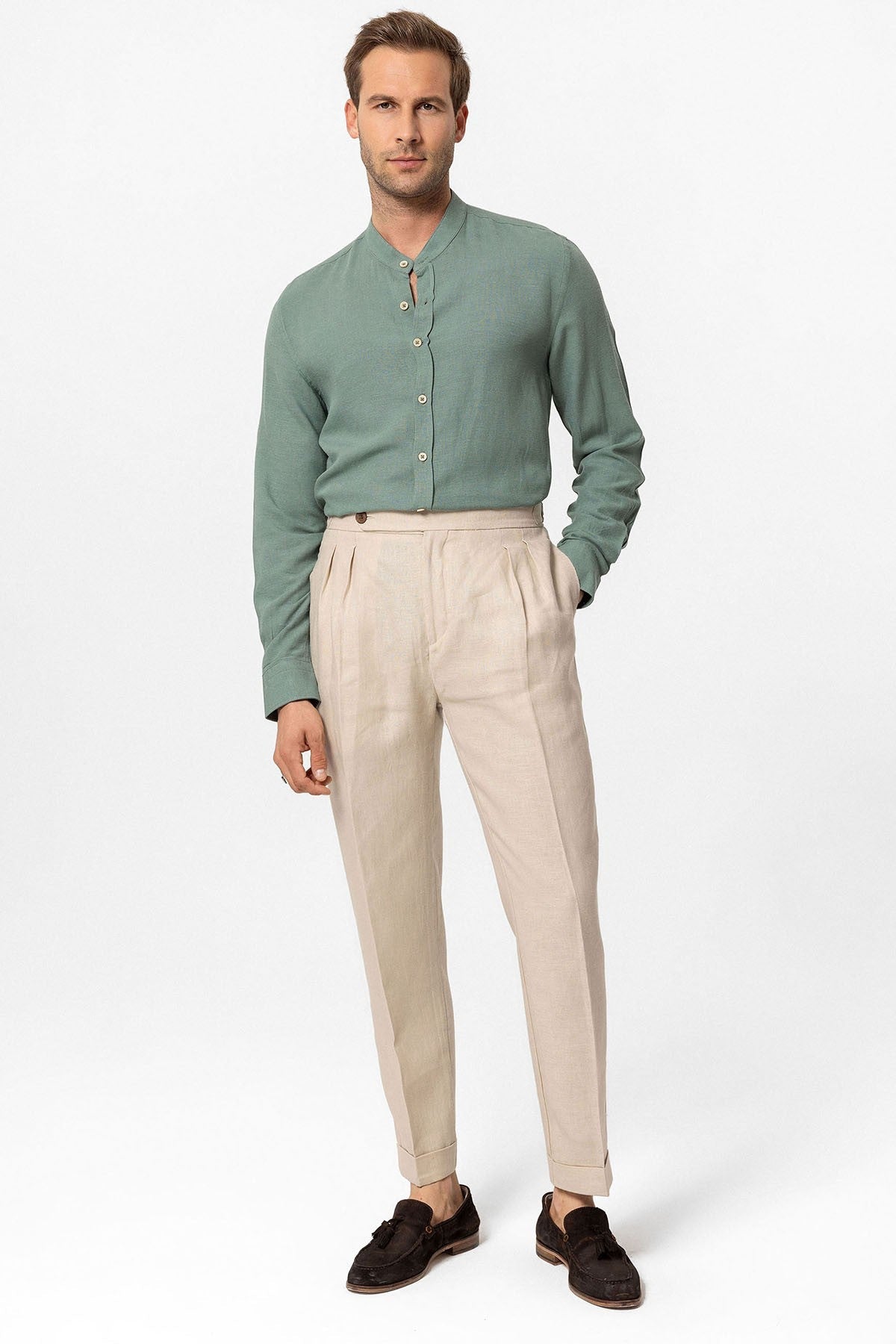 Antioch High-Waisted 100% Linen Pleated Men's Pants