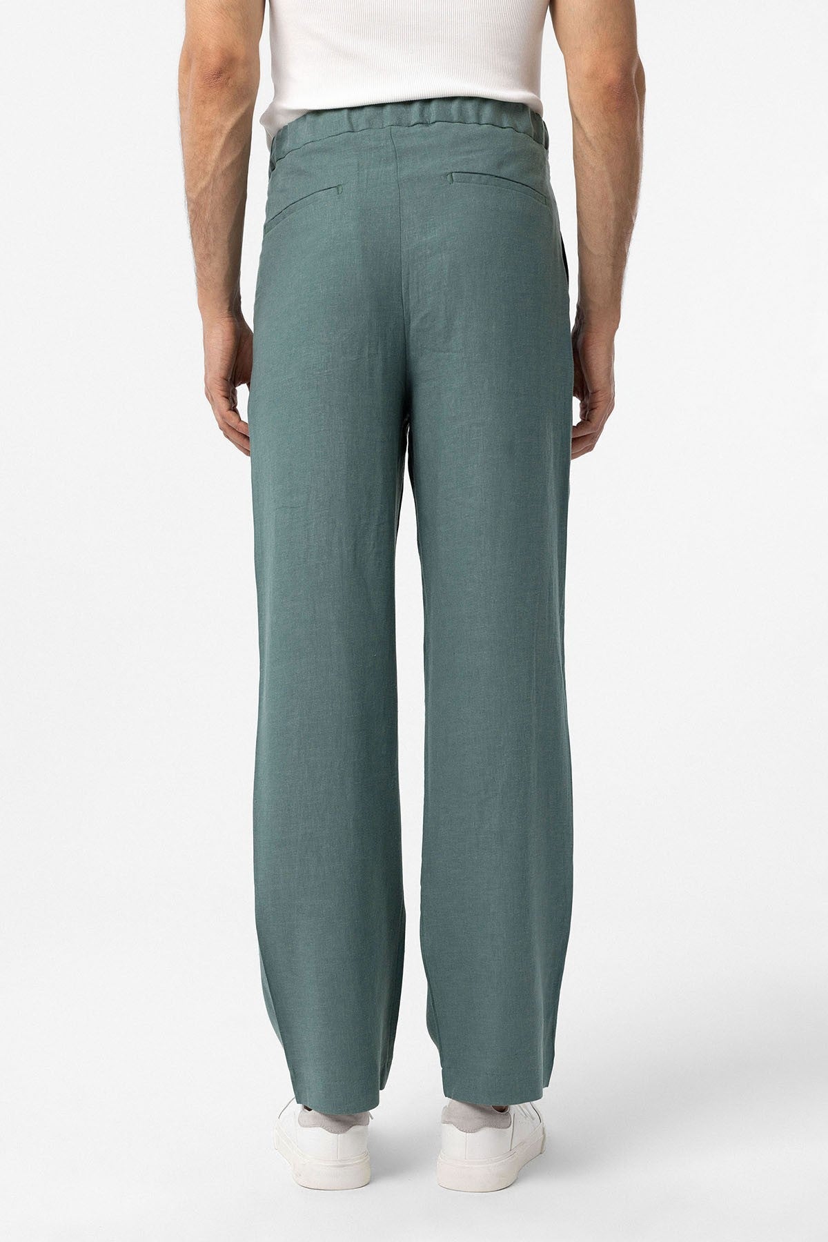 Antioch Belted Linen-Blend Baggy Men's Pants