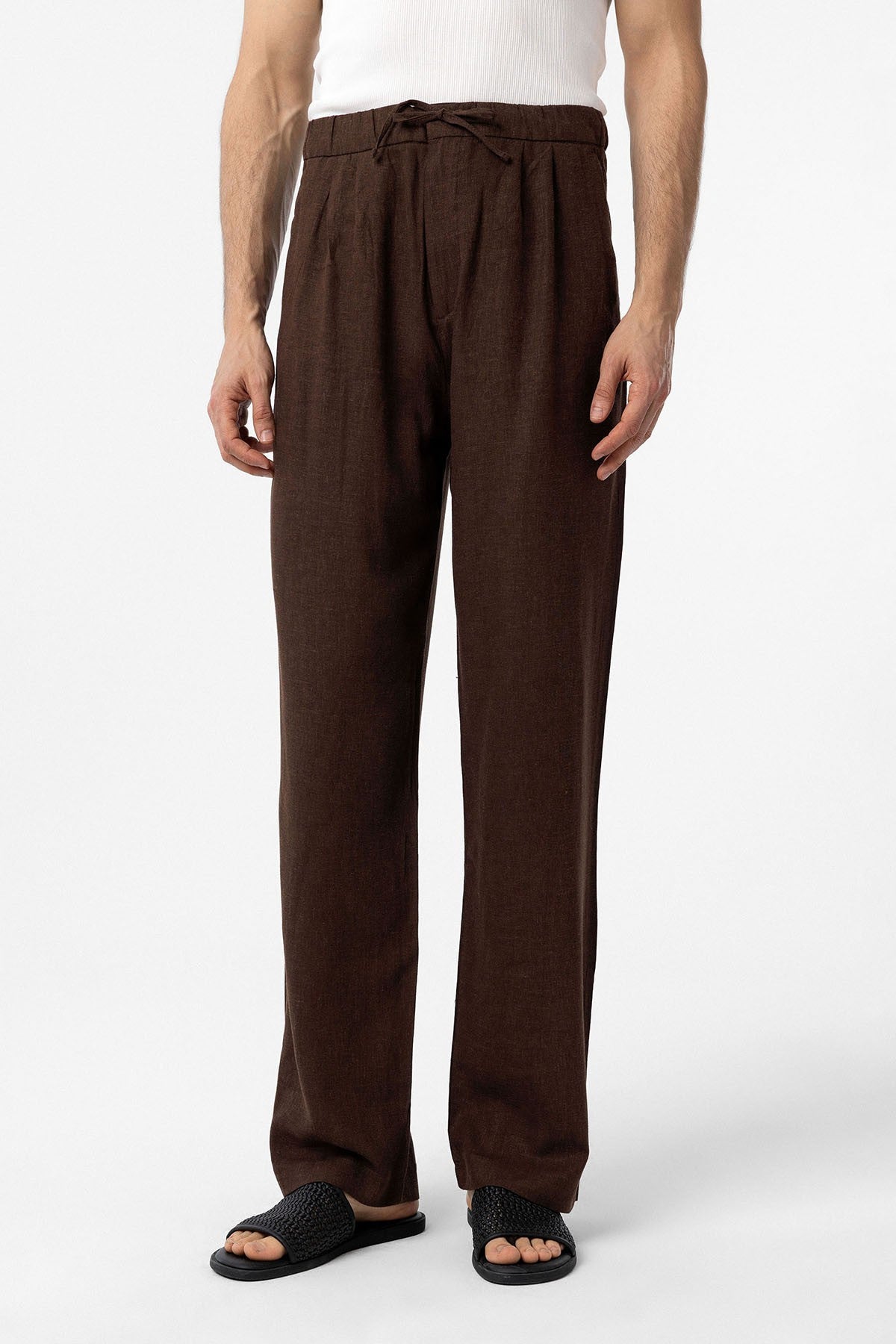 Antioch Belted Linen-Blend Baggy Men's Pants