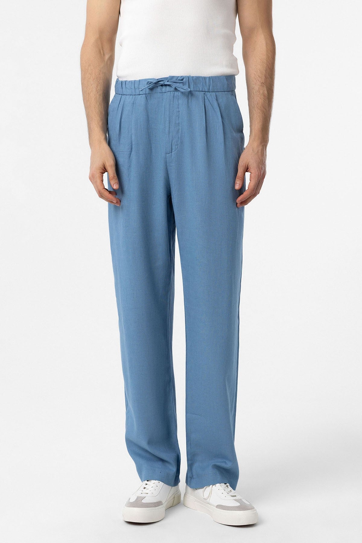 Antioch Belted Linen-Blend Baggy Men's Pants