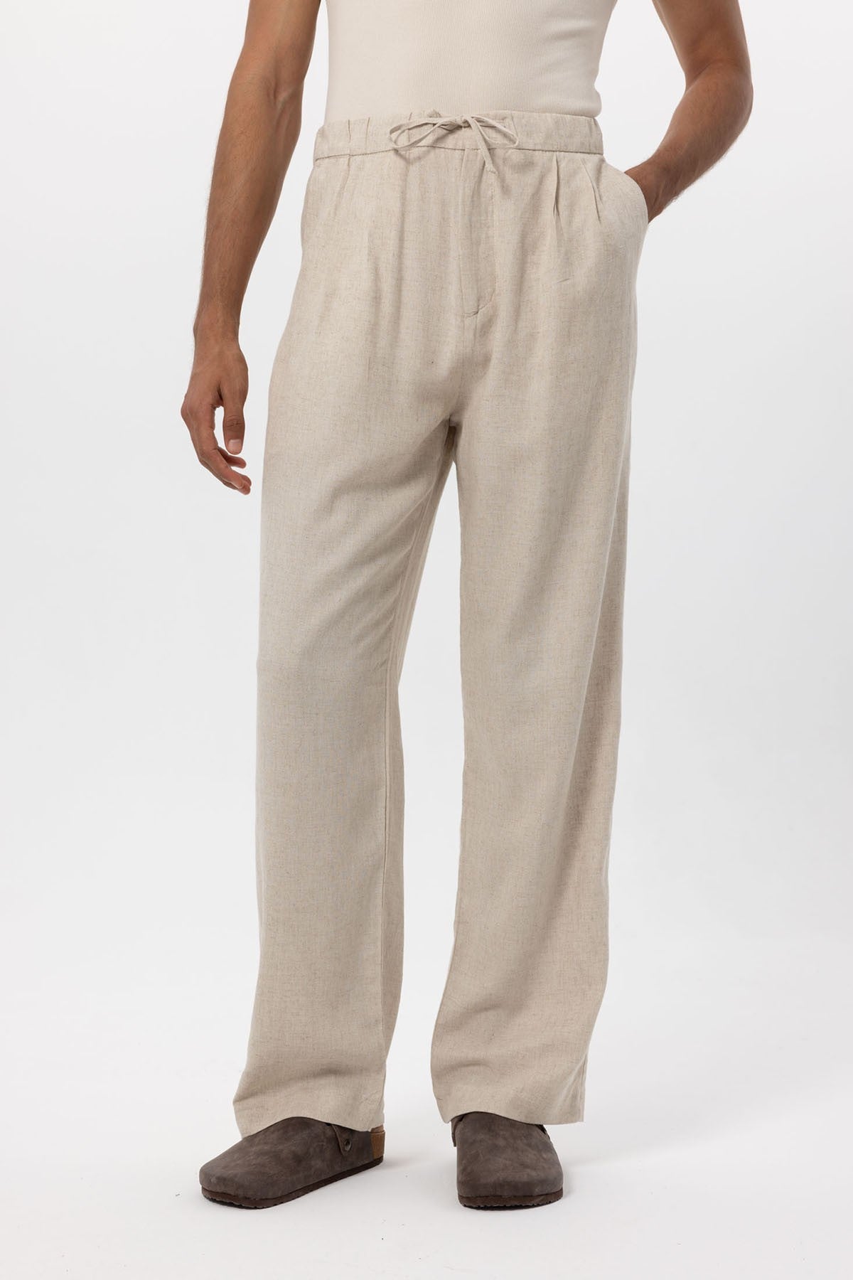 Antioch Belted Linen-Blend Baggy Men's Pants