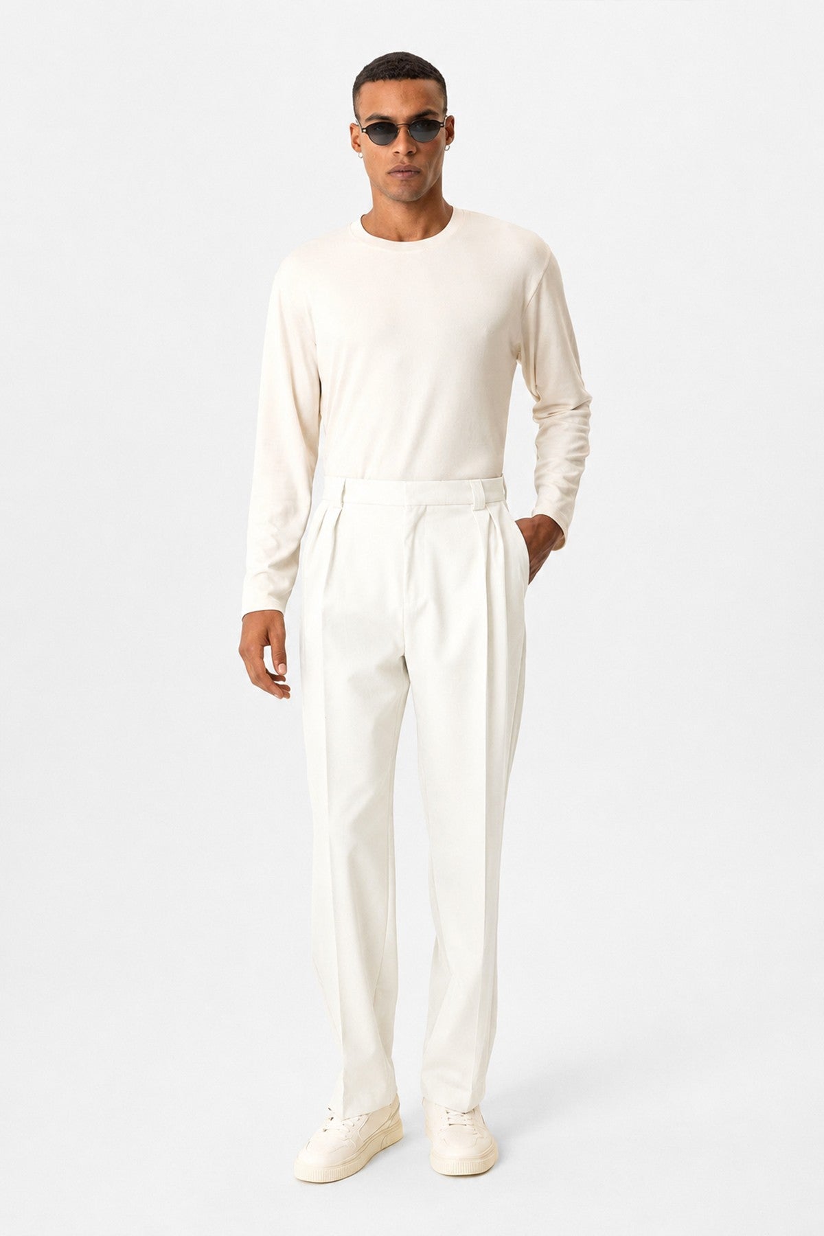 High-Waisted Pleated Relaxed-Fit Baggy Men's Pants