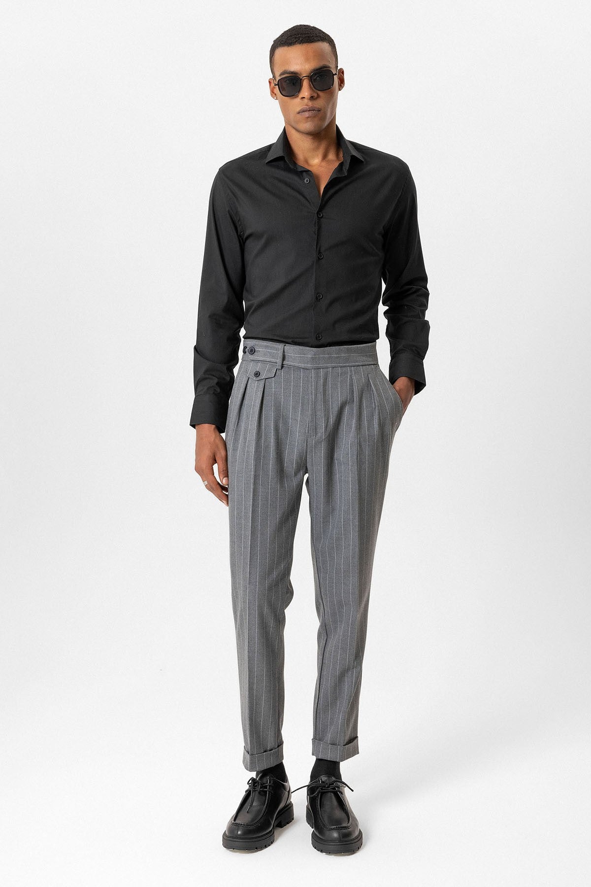 Antioch High-Waisted Pleated Striped Men's Pants
