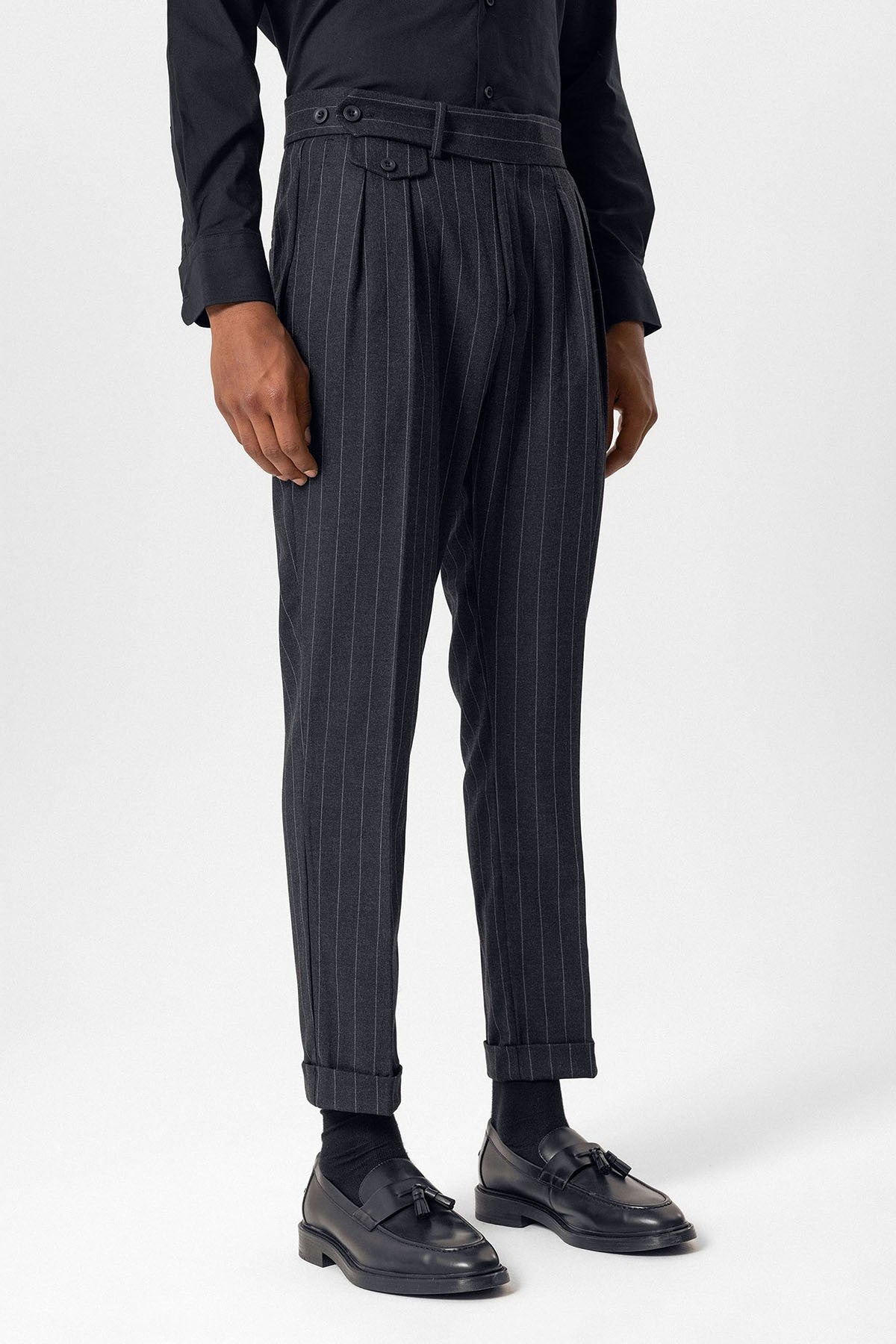Antioch High-Waisted Pleated Striped Men's Pants