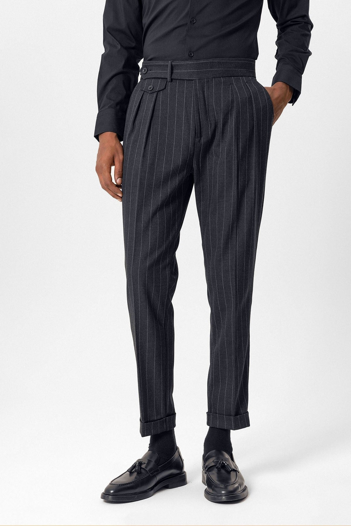 Antioch High-Waisted Pleated Striped Men's Pants