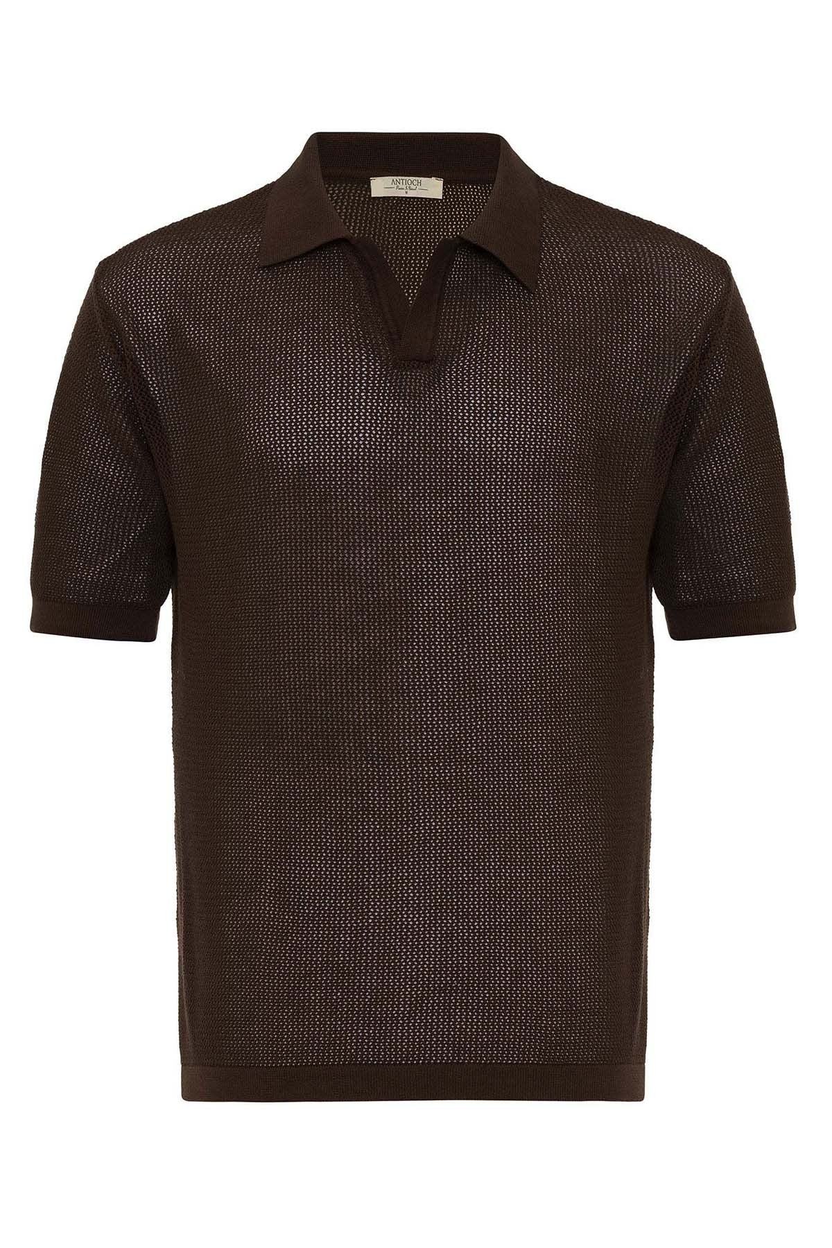 Men's Polo-Neck Openwork T-Shirt