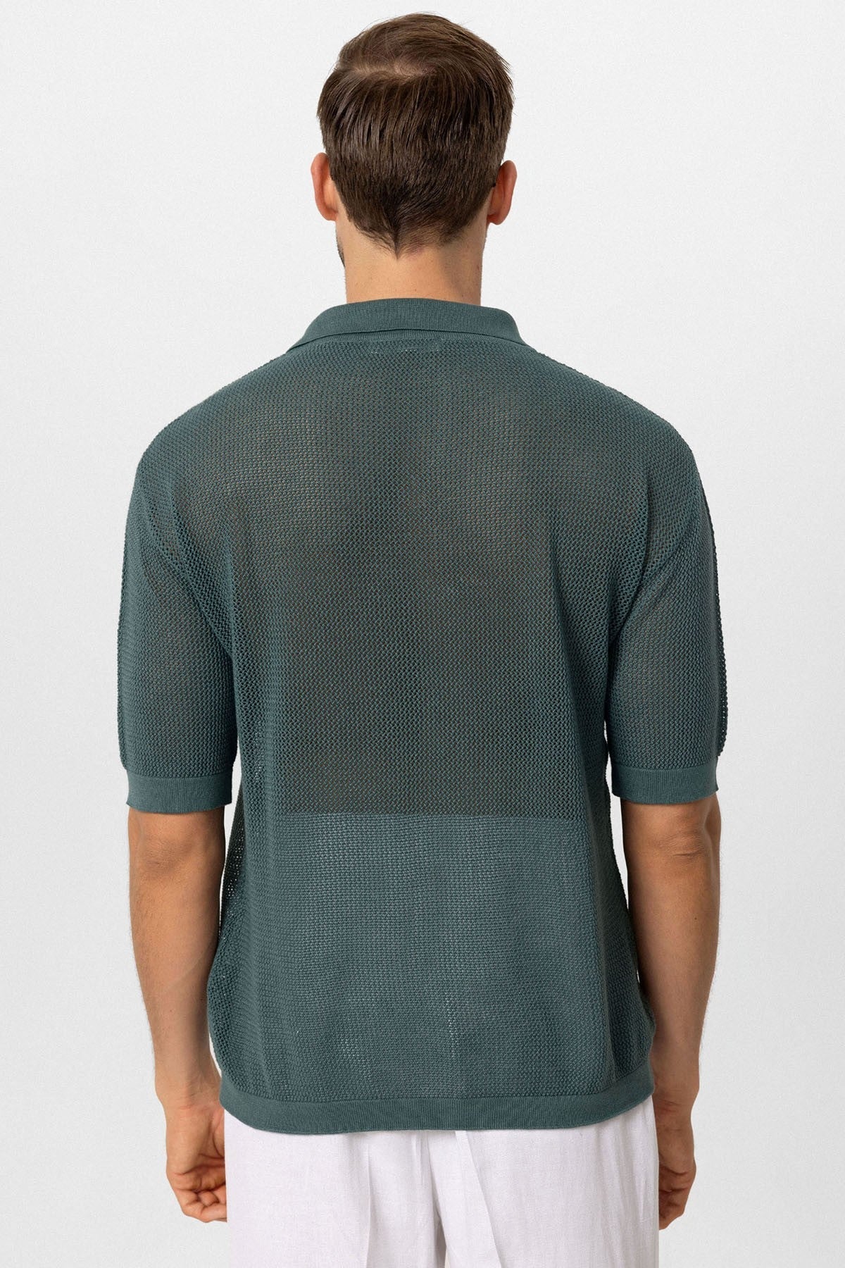 Men's Polo-Neck Openwork T-Shirt