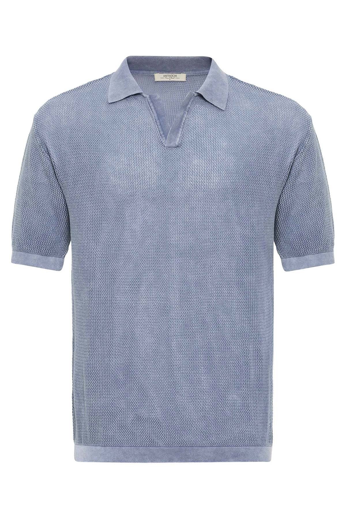 Men's Polo-Neck Openwork T-Shirt