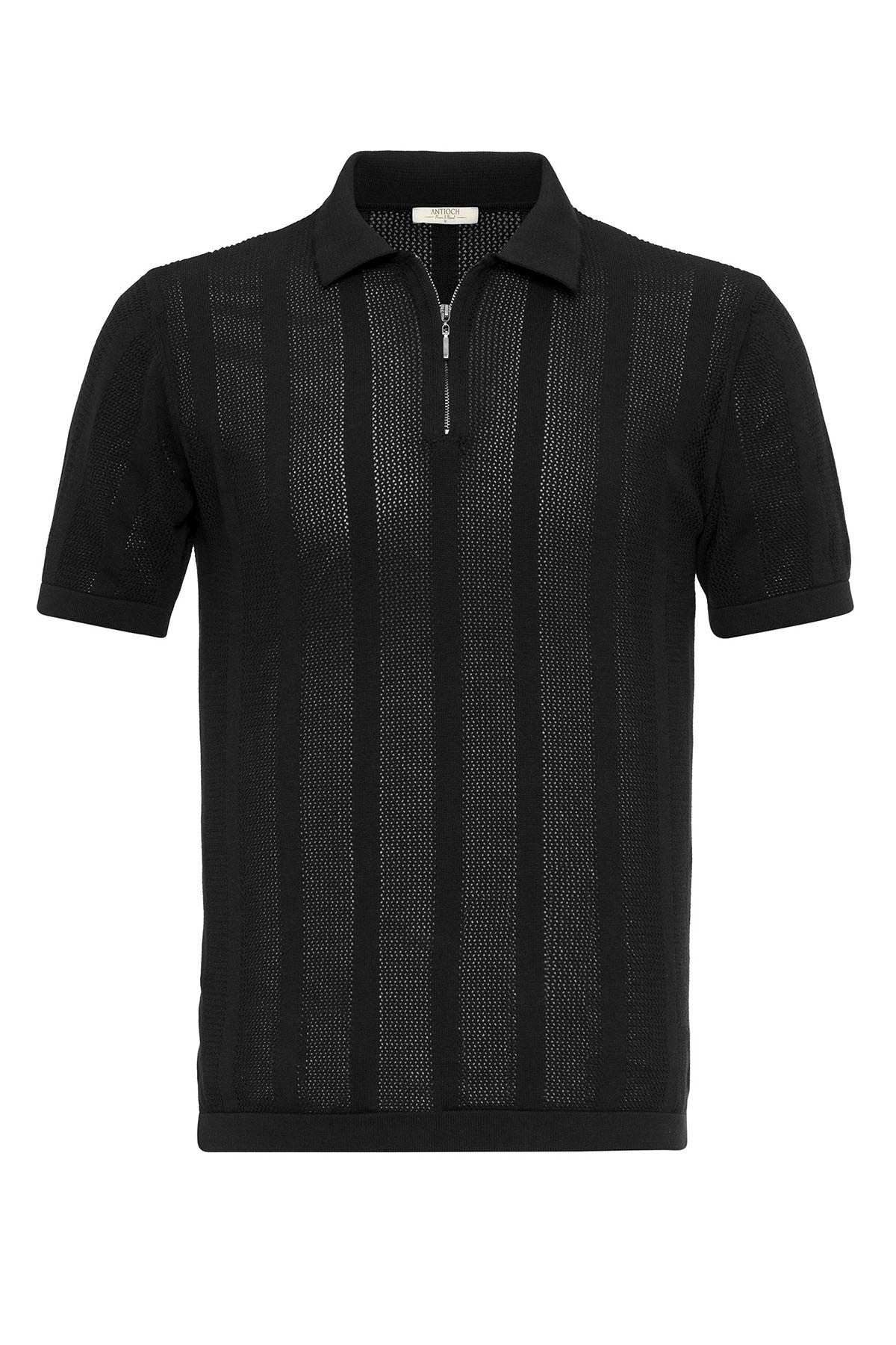 Antioch Polo-Neck Zipper-Front Knit Men's T-Shirt