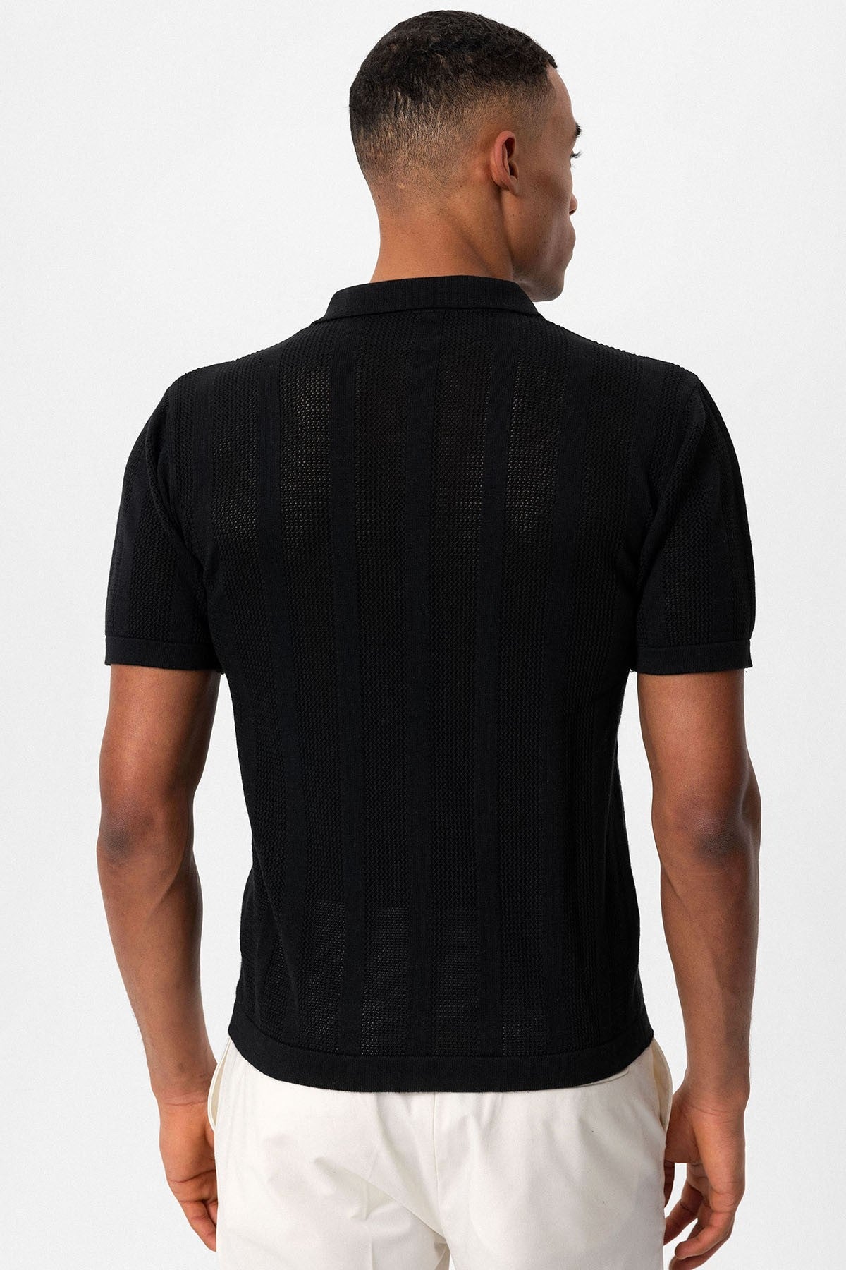 Antioch Polo-Neck Zipper-Front Knit Men's T-Shirt