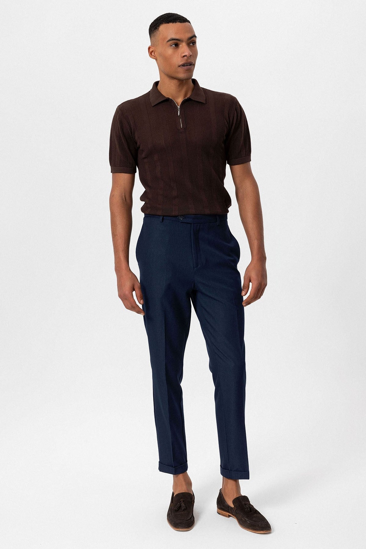 Antioch Polo-Neck Zipper-Front Knit Men's T-Shirt