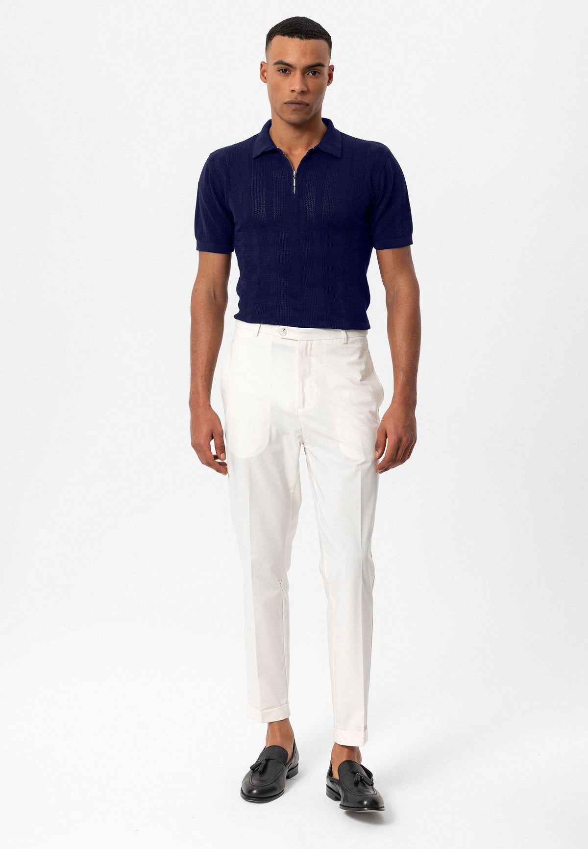 Antioch Polo-Neck Zipper-Front Knit Men's T-Shirt