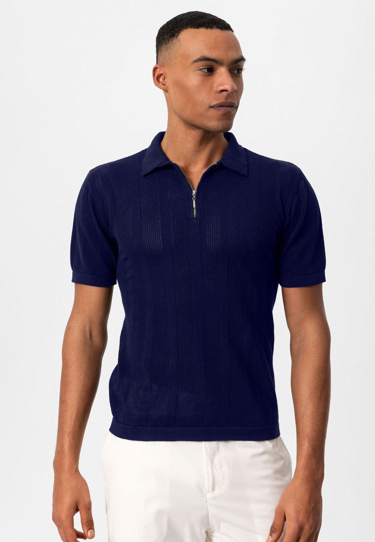 Antioch Polo-Neck Zipper-Front Knit Men's T-Shirt