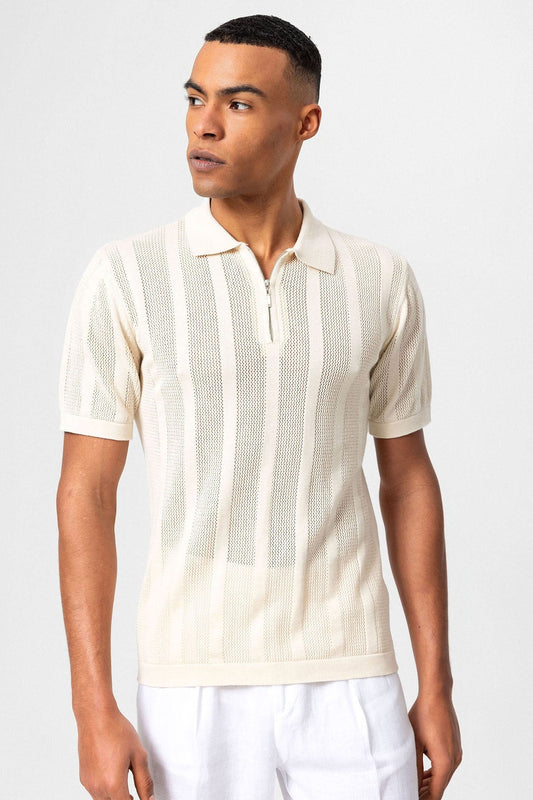 Antioch Polo-Neck Zipper-Front Knit Men's T-Shirt