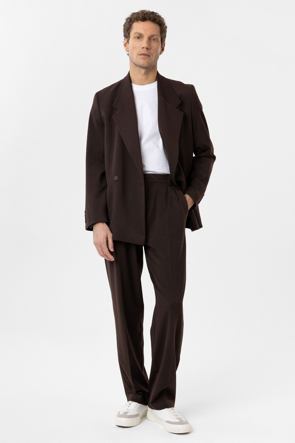 Men's Double-Breasted Blazer with Slit Pockets