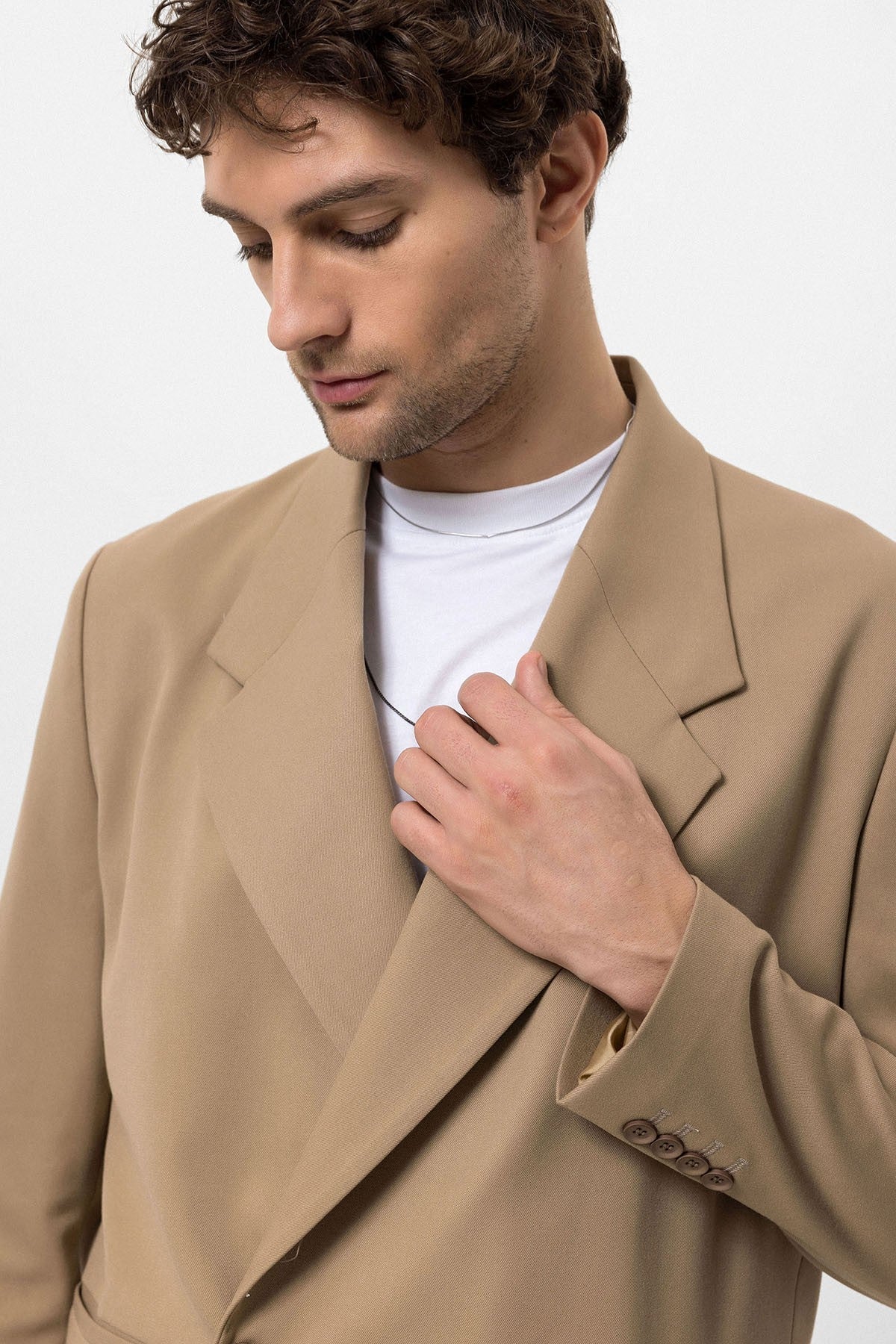 Men's Double-Breasted Blazer with Slit Pockets
