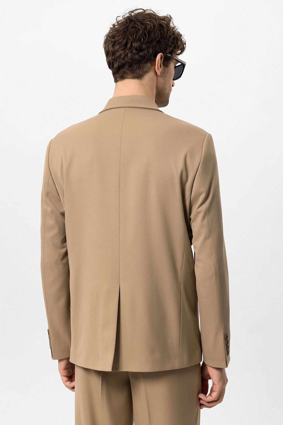 Men's Double-Breasted Blazer with Slit Pockets