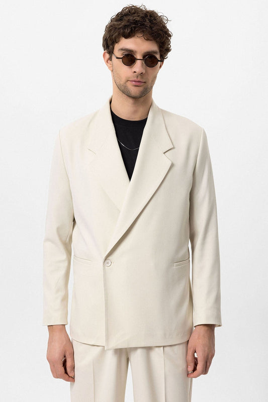 Men's Double-Breasted Blazer with Slit Pockets