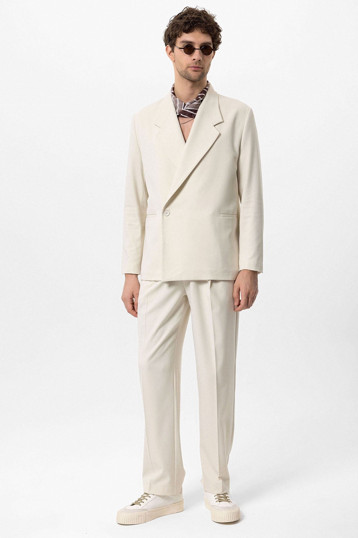 Men's Double-Breasted Blazer with Slit Pockets
